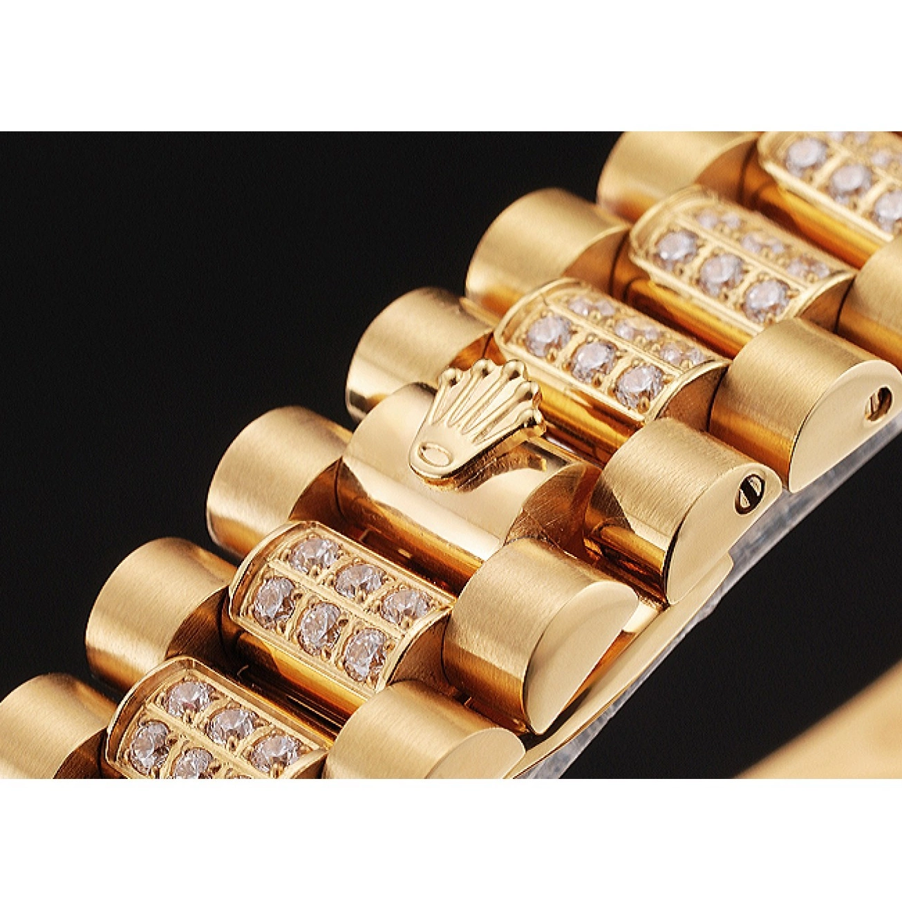 AAA replica watch Pave Gold Yellow Rolex Diamond Swiss Day Date 0625